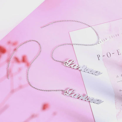 Custom Drop Earrings with Vertical Name