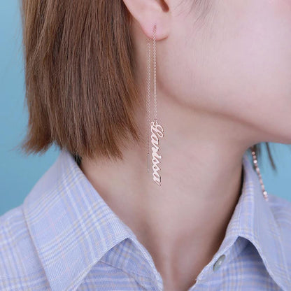 Custom Drop Earrings with Vertical Name