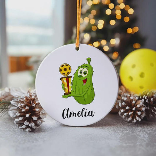 Personalized Funny Cartoon Pickleball Christmas Ornament