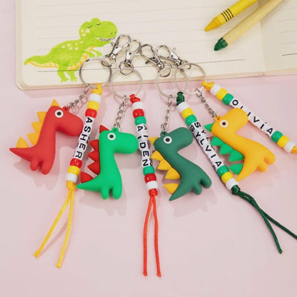 Custom Name Dinosaur Bead Keychain with Name