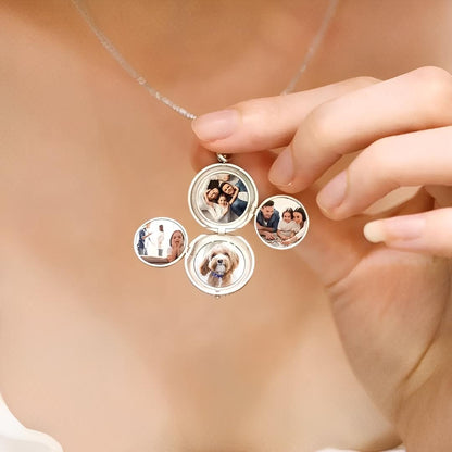 Custom 4 Photos Locket Necklace with Initial