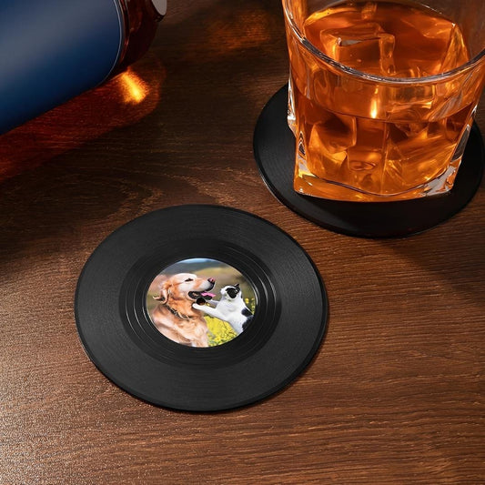 Custom Photo Mini Vinyl Record Coaster Set