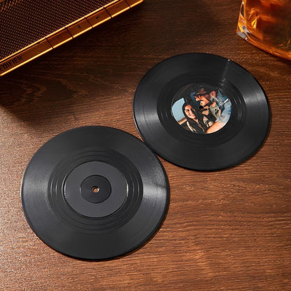 Custom Photo Mini Vinyl Record Coaster Set