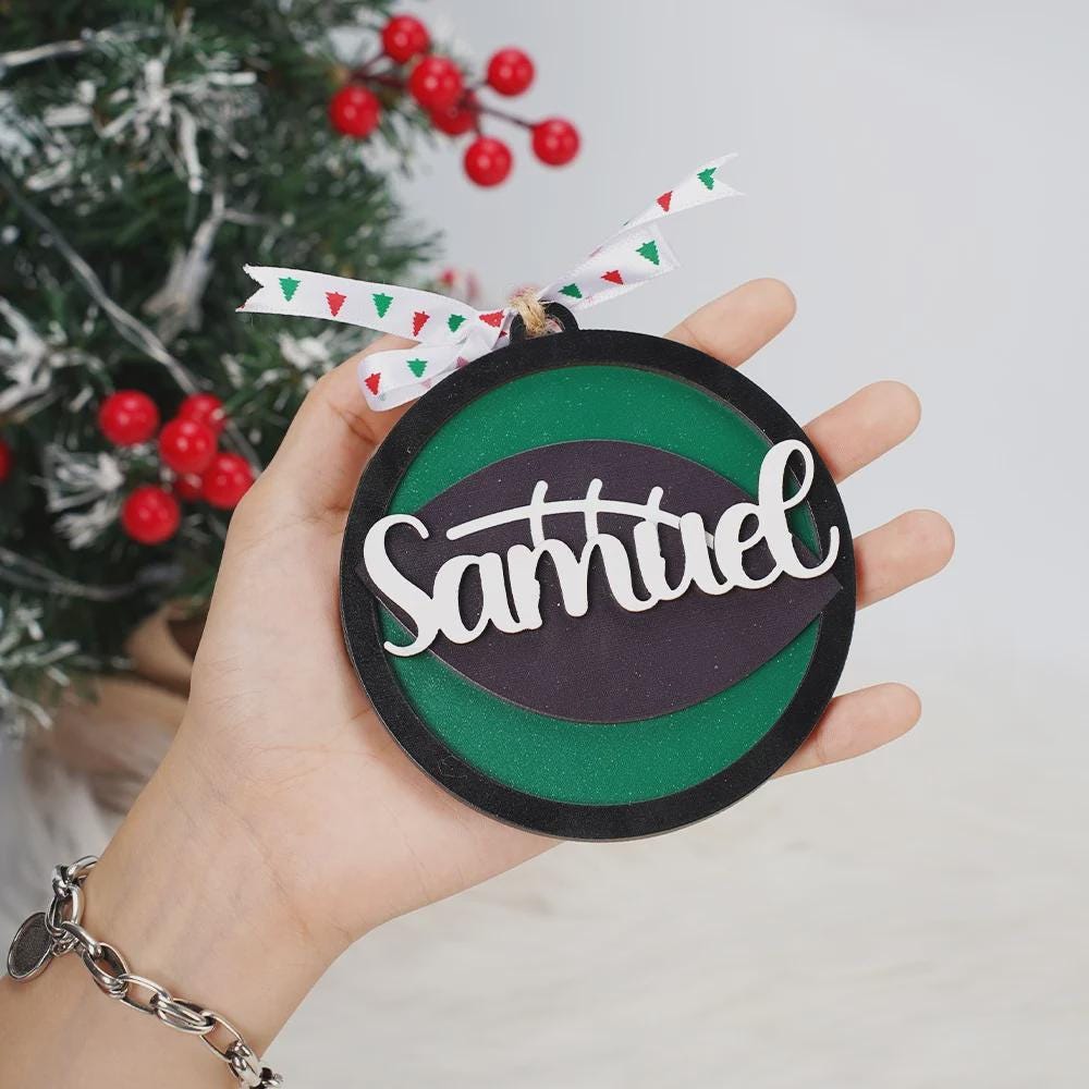 Custom Sports Christmas Ornament with Name & Number