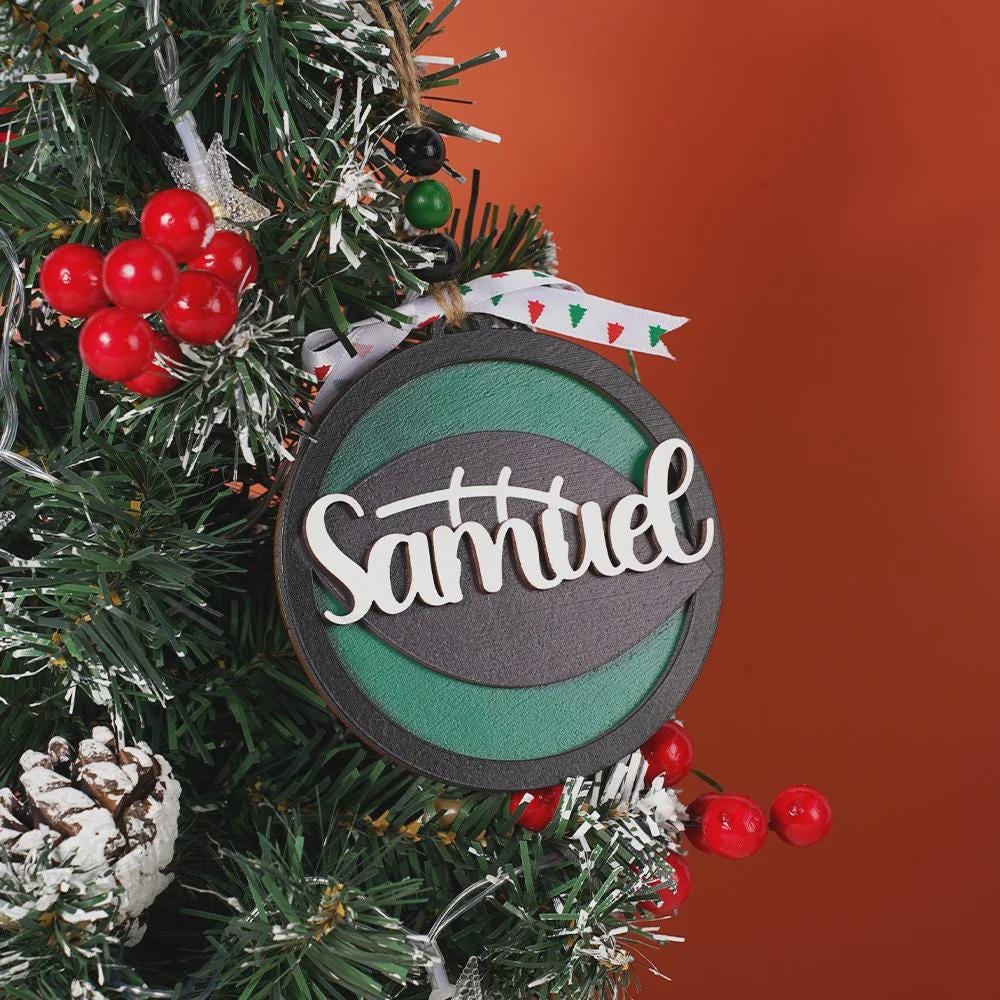 Custom Sports Christmas Ornament with Name & Number