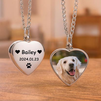 Custom Pet Photo Urn Heart Necklace
