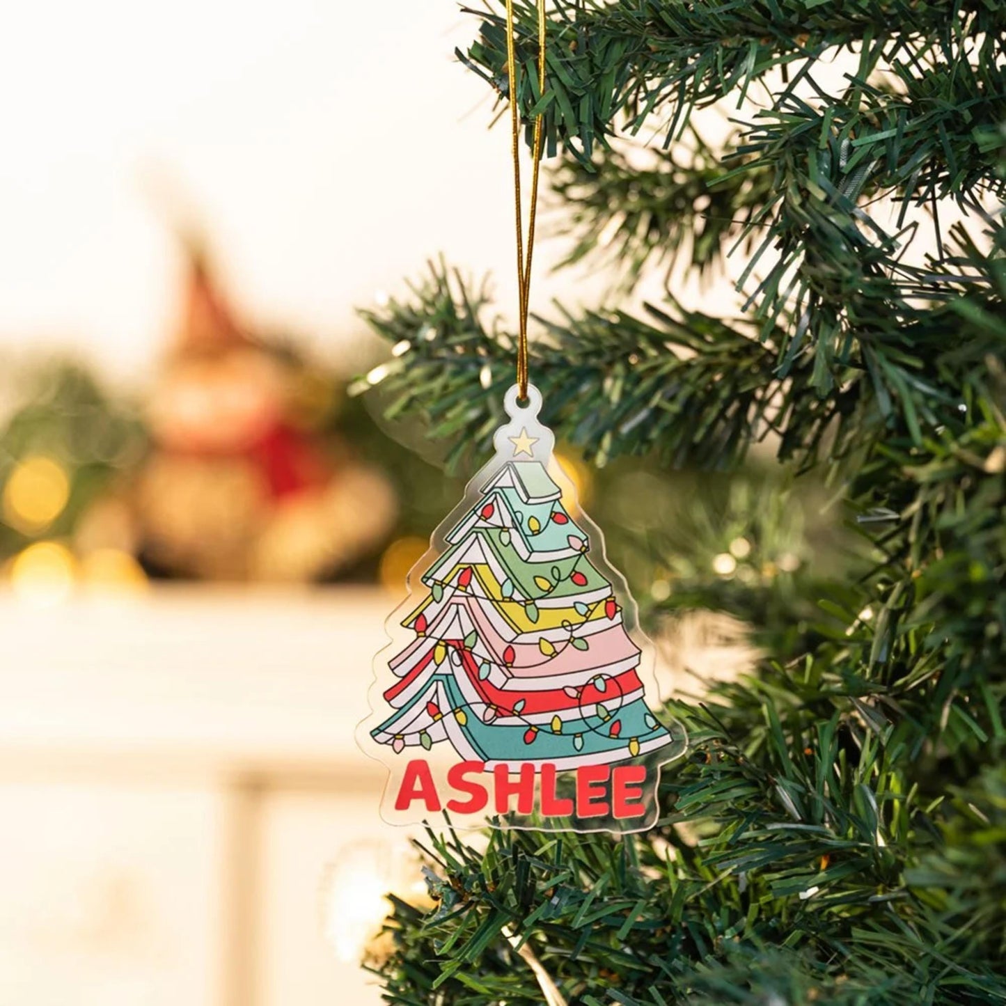 Custom Name Christmas Book Tree Ornament