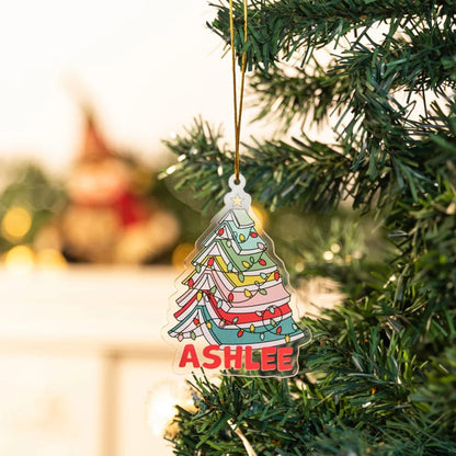 Custom Name Christmas Book Tree Ornament