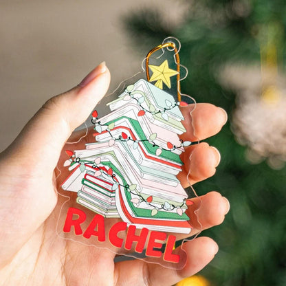 Custom Name Christmas Book Tree Ornament
