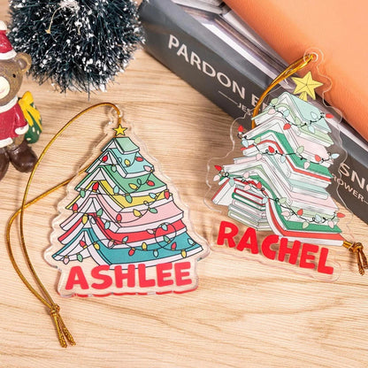 Custom Name Christmas Book Tree Ornament