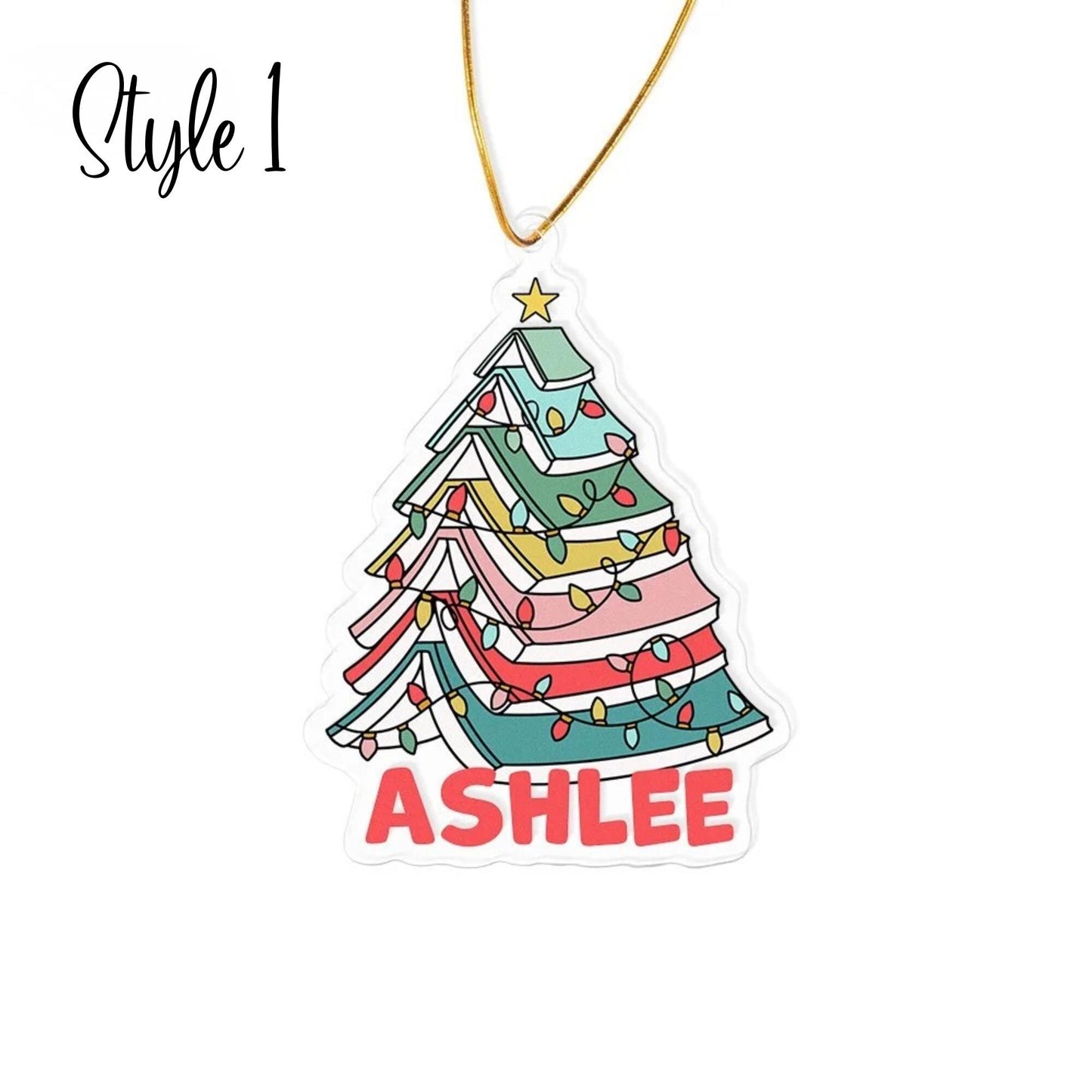 Custom Name Christmas Book Tree Ornament