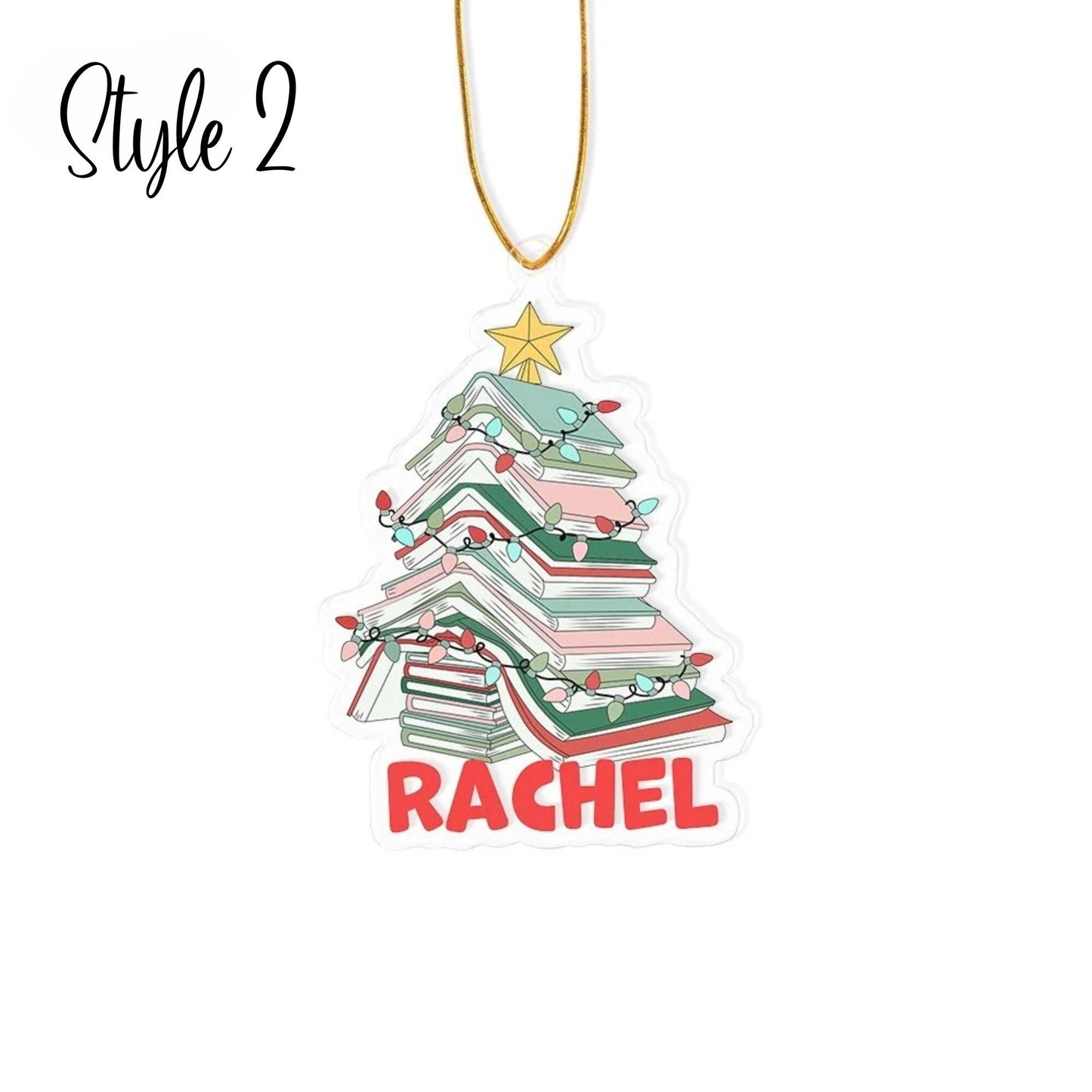 Custom Name Christmas Book Tree Ornament