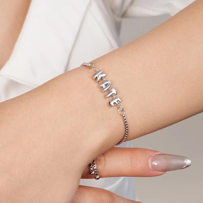 Personalized 3D Bubble Letter Name Chain Bracelet