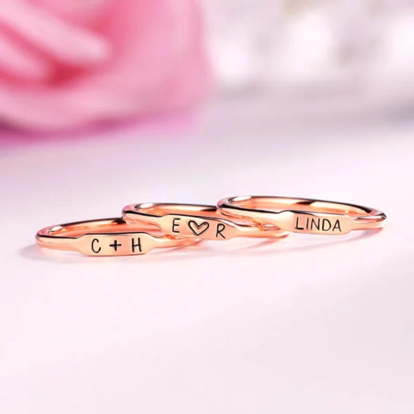 Custom Engraved Name Stackable Bar Ring