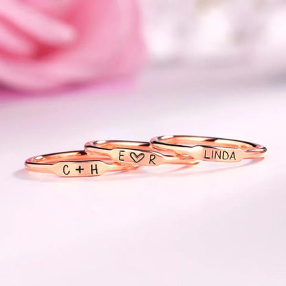 Custom Engraved Name Stackable Bar Ring