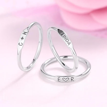 Custom Engraved Name Stackable Bar Ring