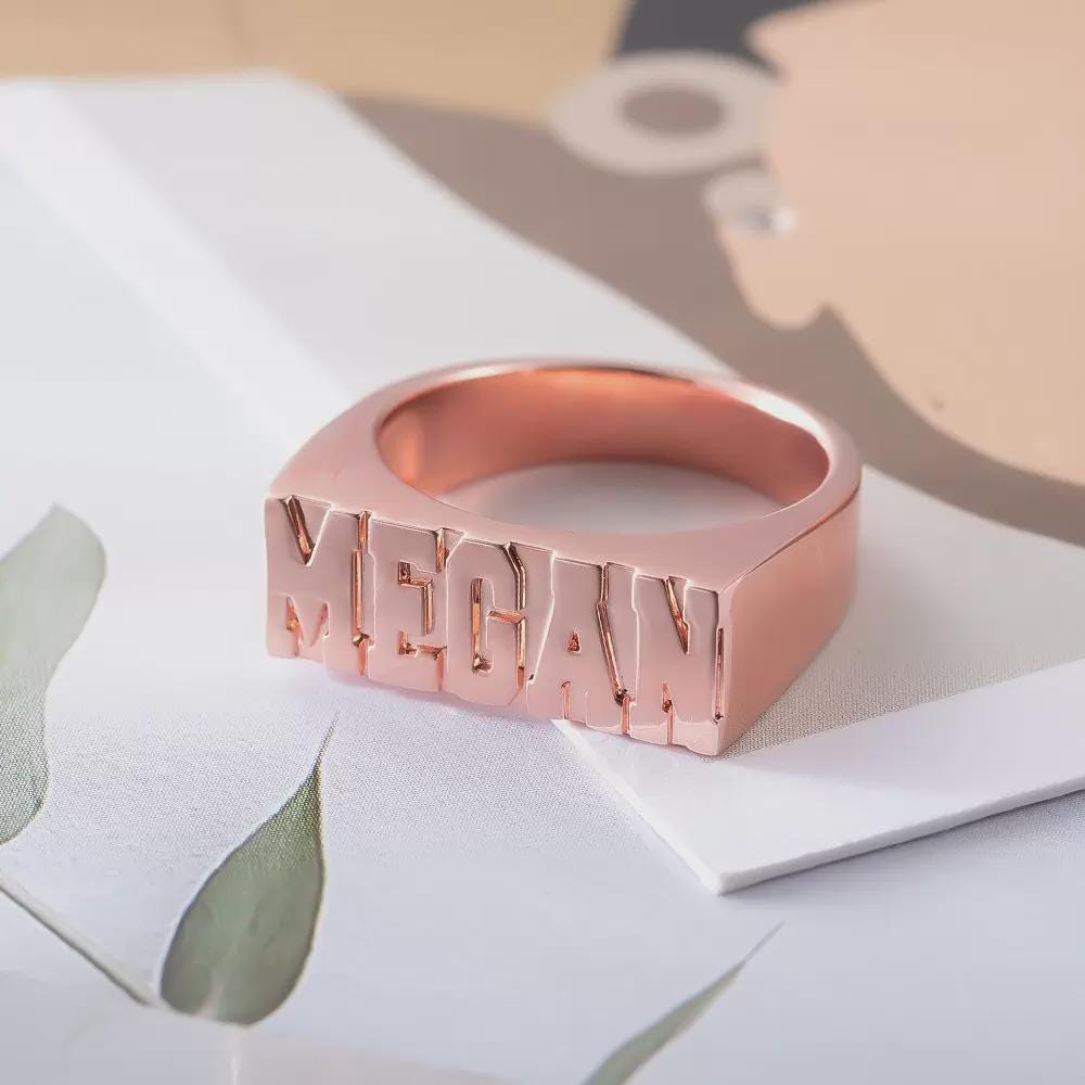 Custom Signet Ring with Name, Angel Number or Year