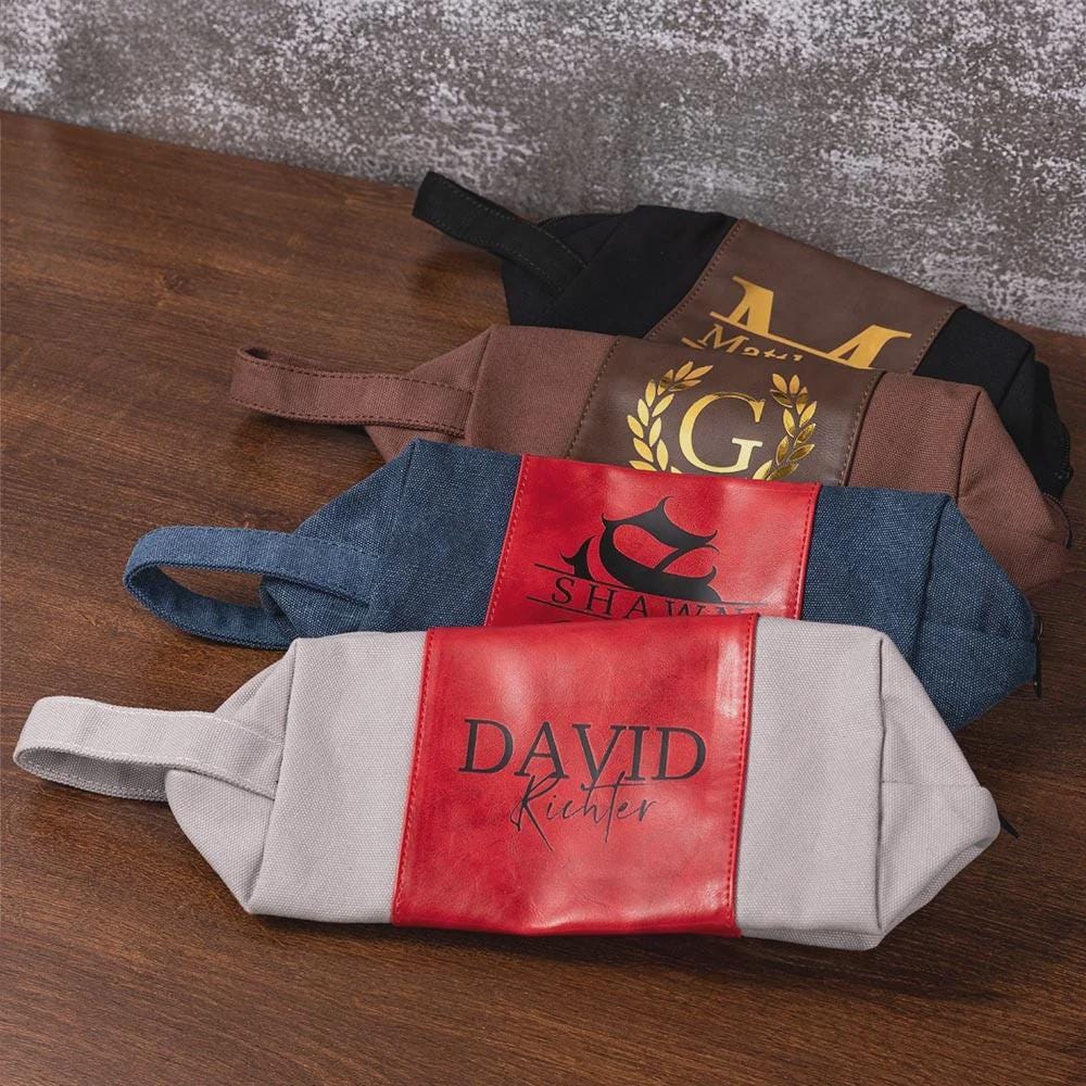 Custom Men’s Toiletry Bag with Name & Initial