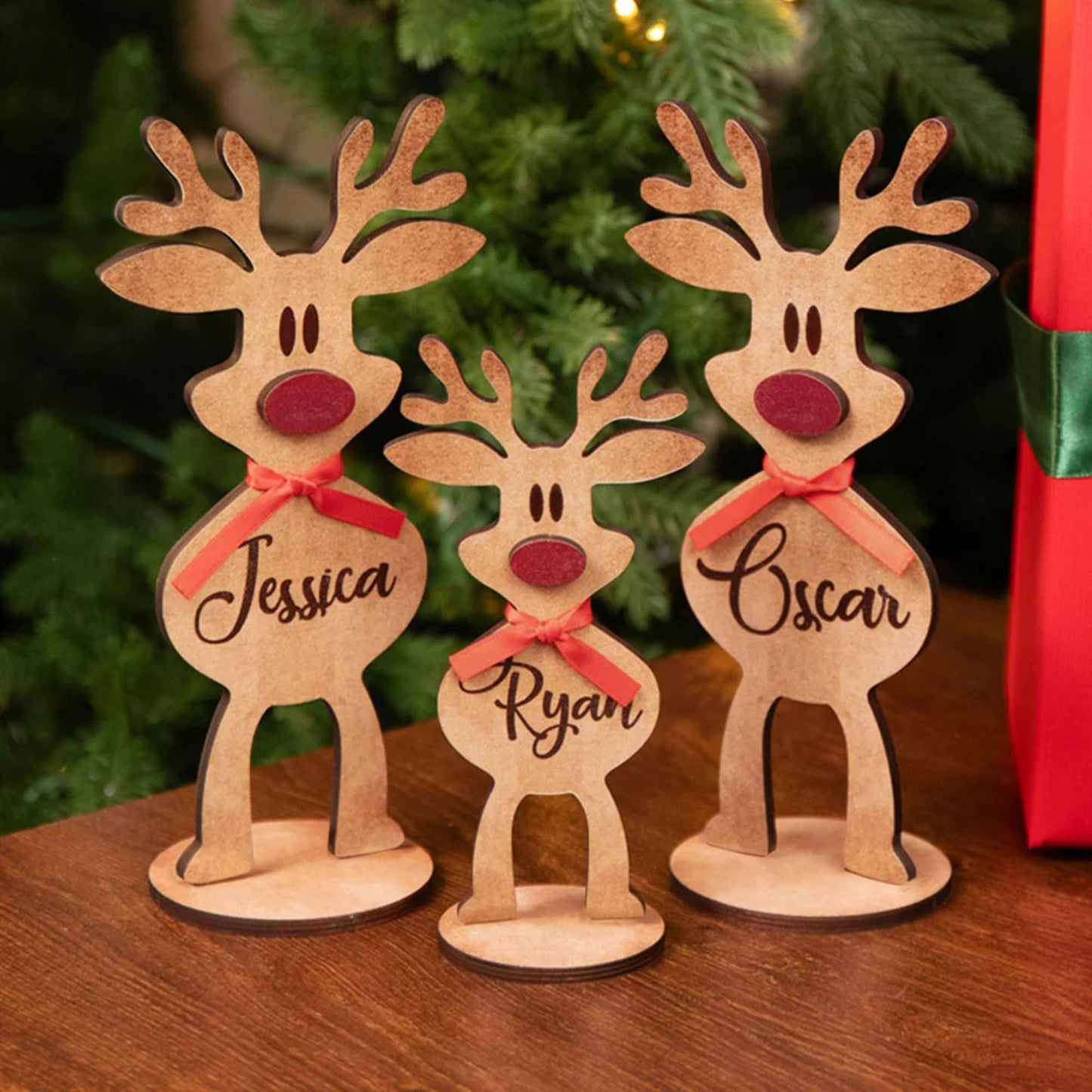 Personalized Freestanding Reindeer Family Christmas Decoration