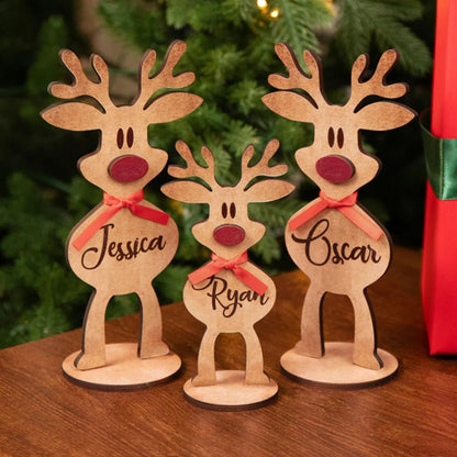 Personalized Freestanding Reindeer Family Christmas Decoration