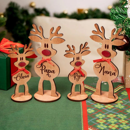 Personalized Freestanding Reindeer Family Christmas Decoration
