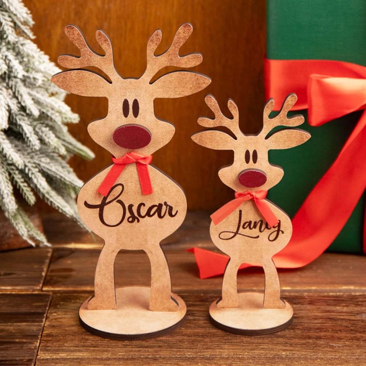 Personalized Freestanding Reindeer Family Christmas Decoration