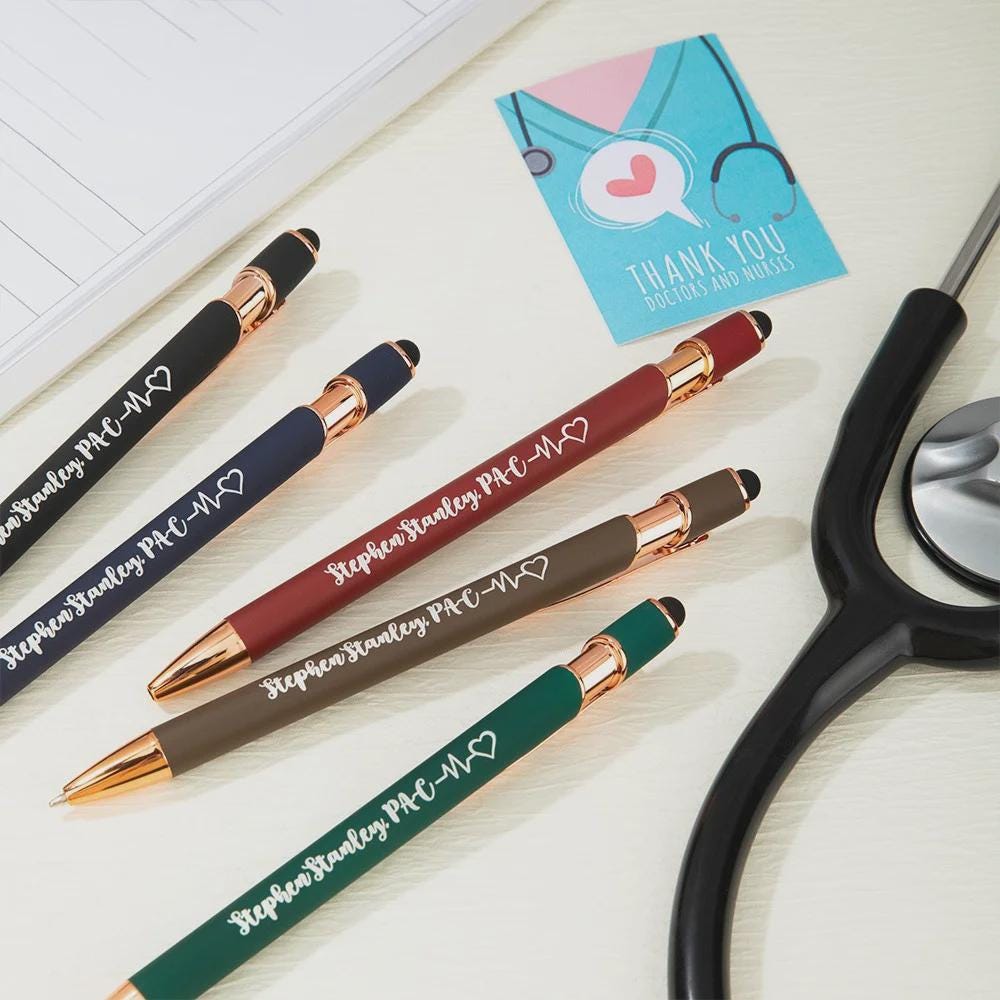 Personalized Medical Pens with EKG & Heart Icon, 5-Pack Pen Set