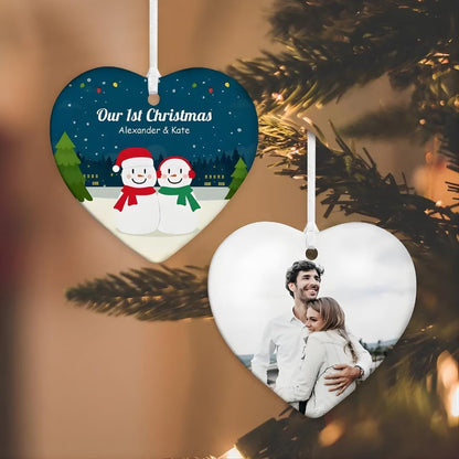 Personalisierte Weihnachtskugel mit Foto für Paare, individuell gestaltete Schneemann-Weihnachtskugel, Hochzeits- und Neujahrsgeschenk