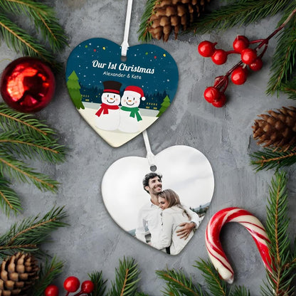 Personalisierte Weihnachtskugel mit Foto für Paare, individuell gestaltete Schneemann-Weihnachtskugel, Hochzeits- und Neujahrsgeschenk