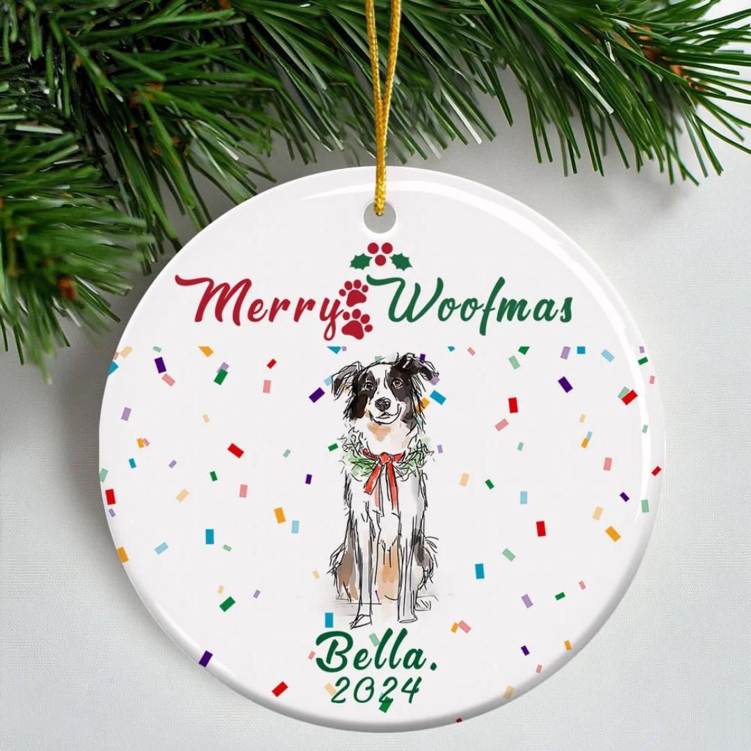Custom Ornament with  Photo Merry Dogmas Tree Hanging