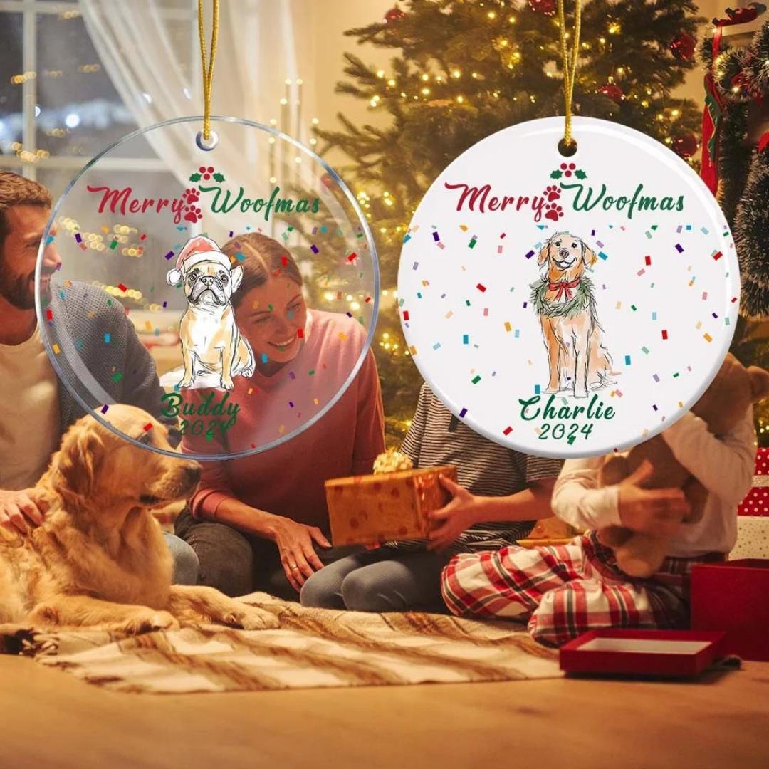 Custom Ornament with  Photo Merry Dogmas Tree Hanging
