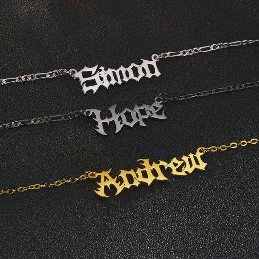 Personalized Gothic Name Necklace