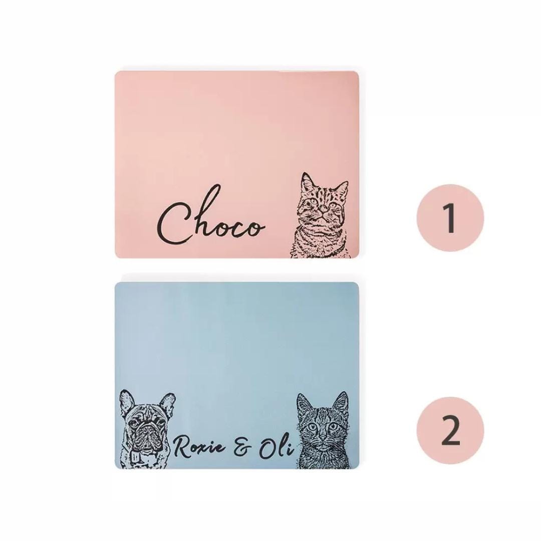 Custom Pet Portrait Food Mat with Name