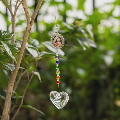 Pet Memorial Heart Suncatcher with Rainbow Bridge