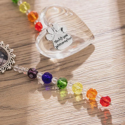 Pet Memorial Heart Suncatcher with Rainbow Bridge