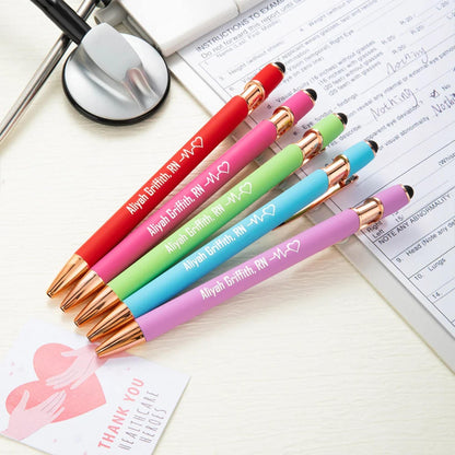Personalized Medical Pens with EKG & Heart Icon, 5-Pack Pen Set