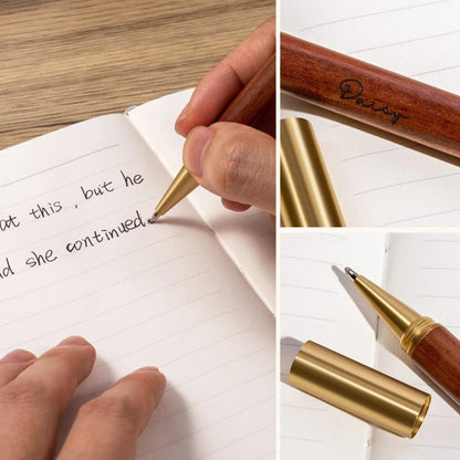 Outline Birth Flower Notebook with Engraved Name & Wooden Pen