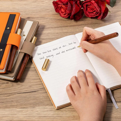 Outline Birth Flower Notebook with Engraved Name & Wooden Pen