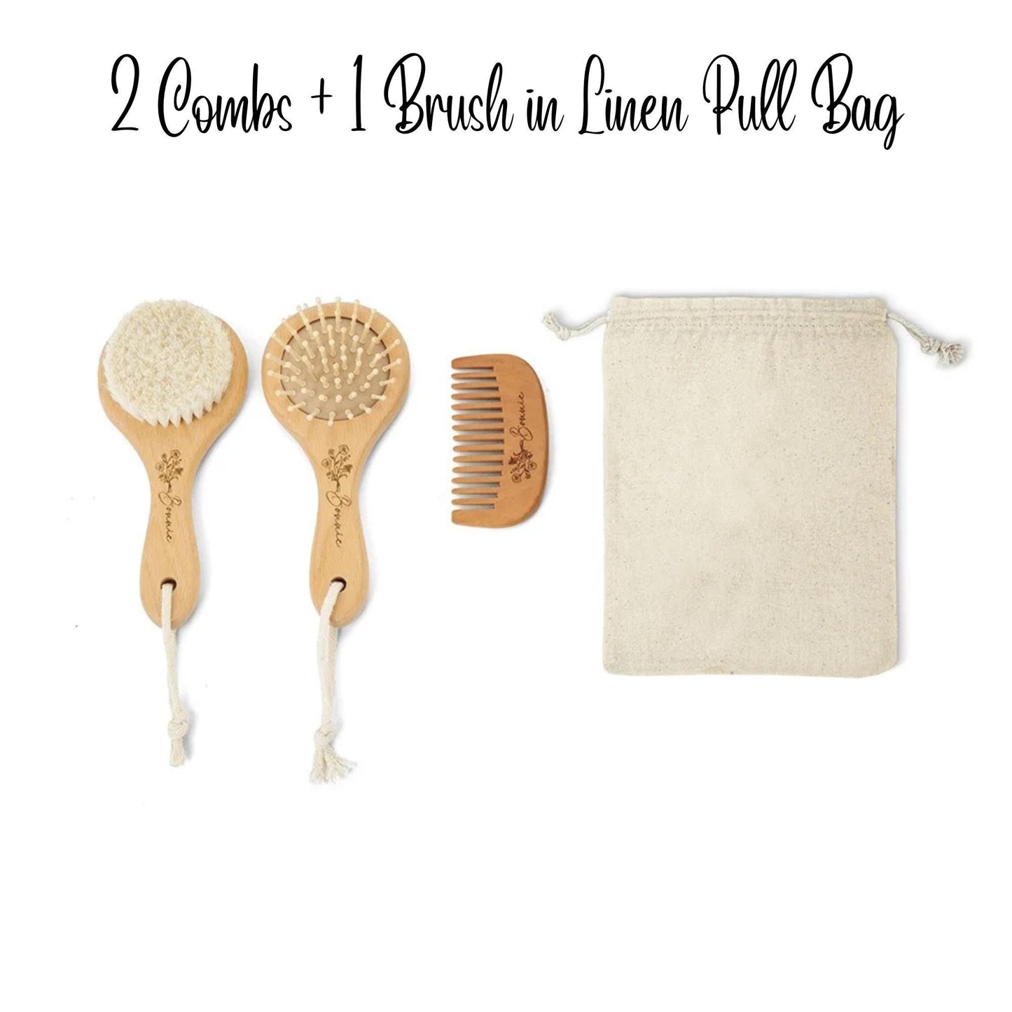 Personalized Birth Flower Baby Brush & Comb Set