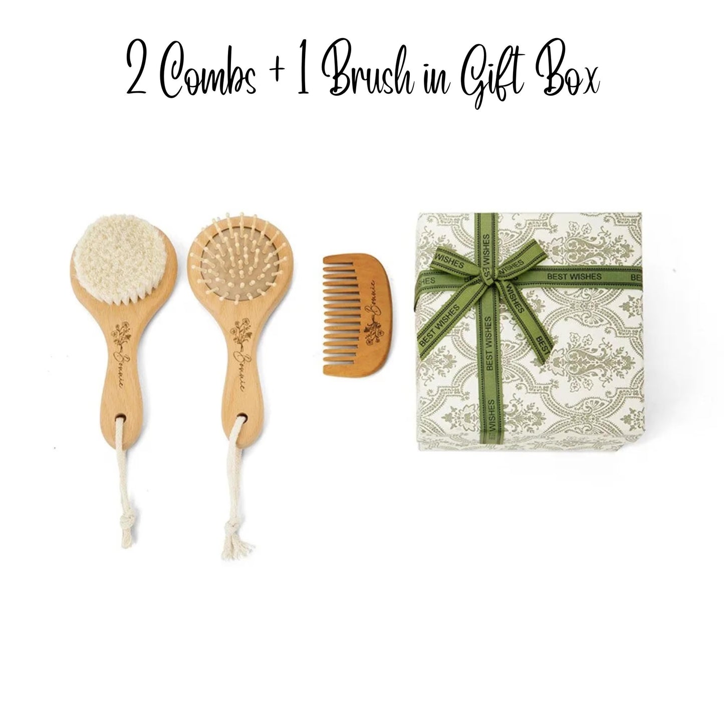 Personalized Birth Flower Baby Brush & Comb Set