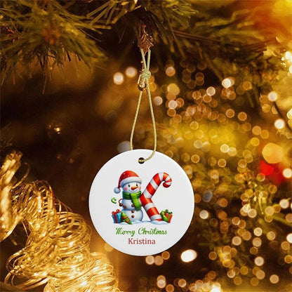 Personalisierter Weihnachtsbaumschmuck mit Initialen und Wunschnamen, Christbaumkugel aus Keramik, Geschenkidee für die Weihnachtszeit