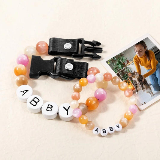Individuell gestaltetes Halsband und Armband für Haustierbesitzer, passendes Freundschafts-Set aus Perlenhalsband und Armband für Haustier und Besitzer, Geschenkidee für Tierliebhaber