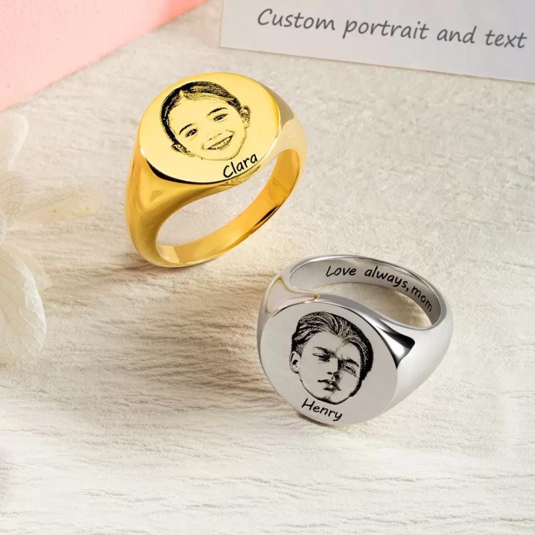 Custom Photo Portrait Signet Ring