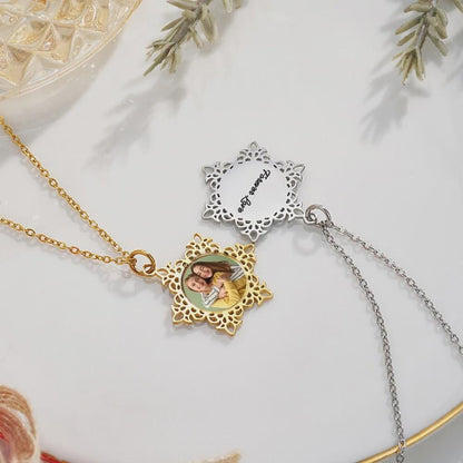 Custom Photo Snowflake Necklace