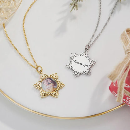 Custom Photo Snowflake Necklace