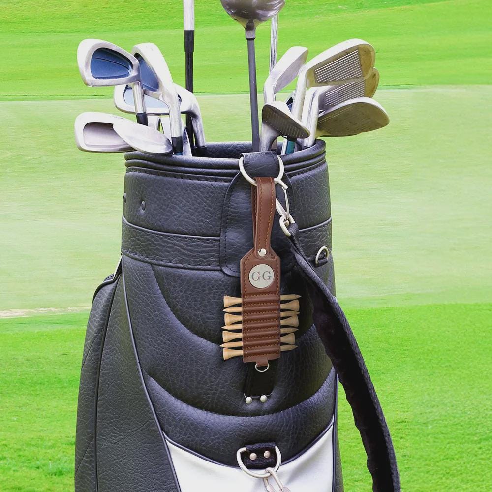 Custom Engraved  Leather Golf Tee Holder