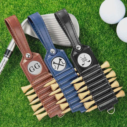 Custom Engraved  Leather Golf Tee Holder