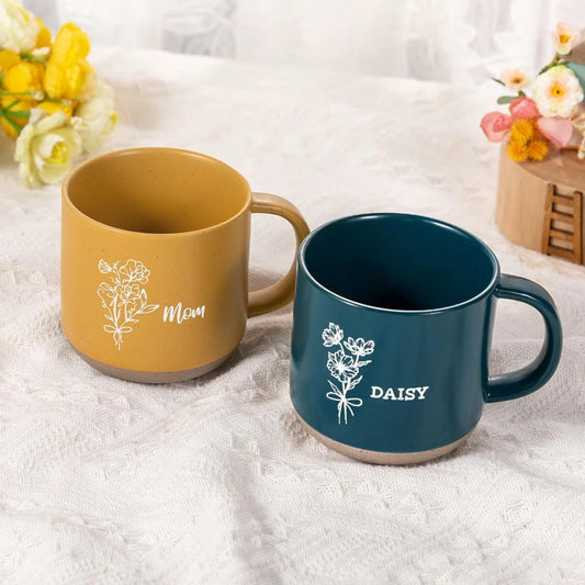 Personalized Birth Flower Ceramic Mug