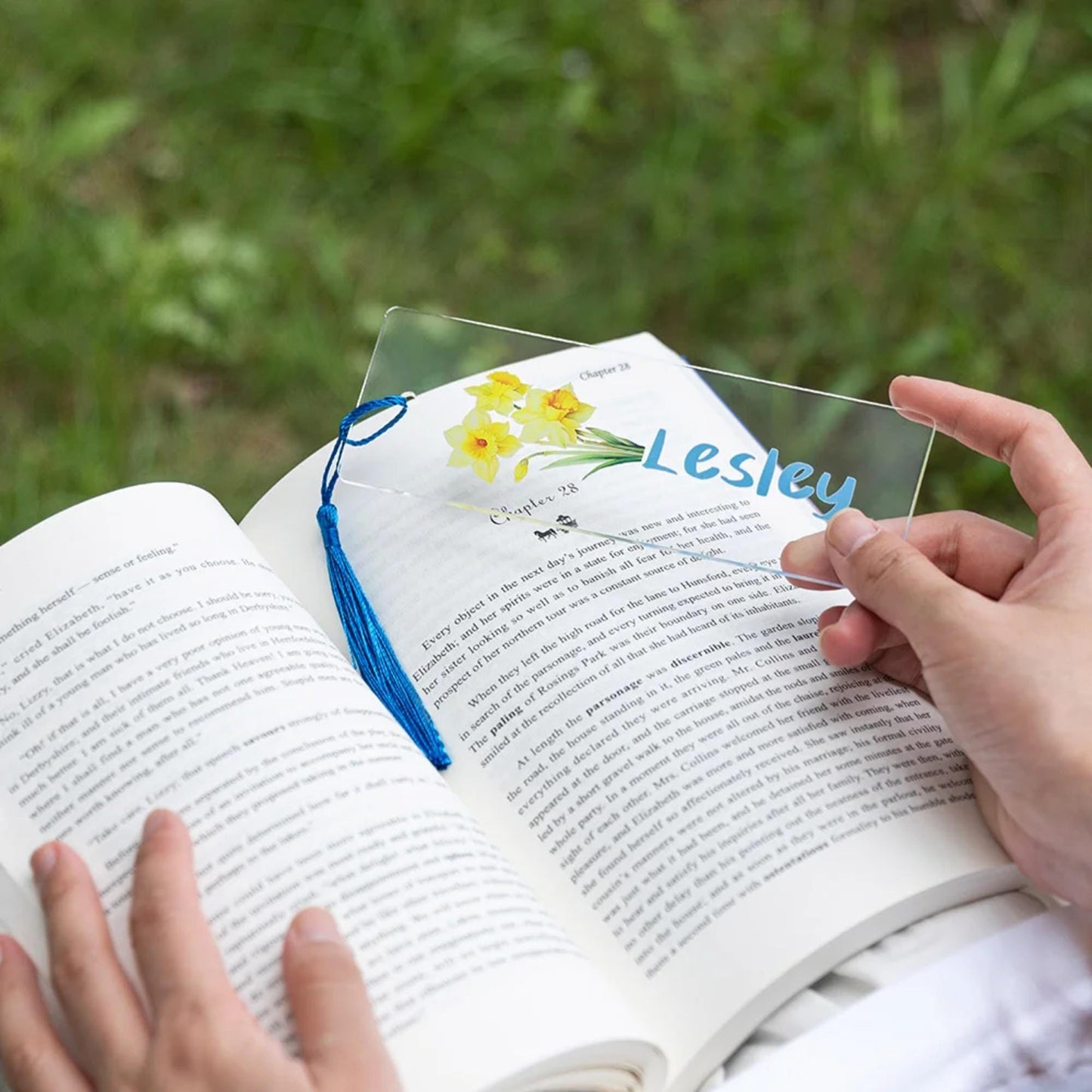 Personalized Birth Flower Bookmark with Tassel