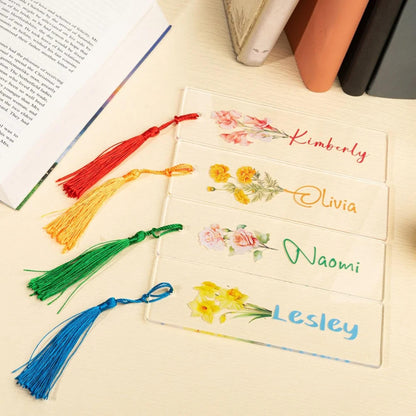 Personalized Birth Flower Bookmark with Tassel